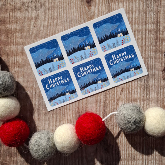 Christmas Cottage Envelope Stickers - Set of 6