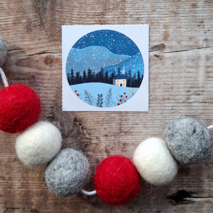 Christmas Cottage 38mm Vinyl Sticker