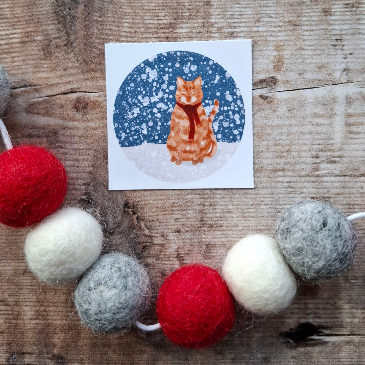 Christmas Cat 38mm Vinyl Sticker