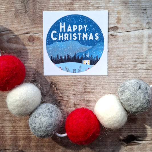 Christmas Cottage (Merry Christmas) 38mm Vinyl Sticker