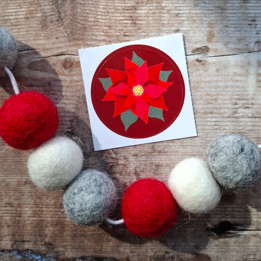 Poinsettia 38mm Vinyl Sticker