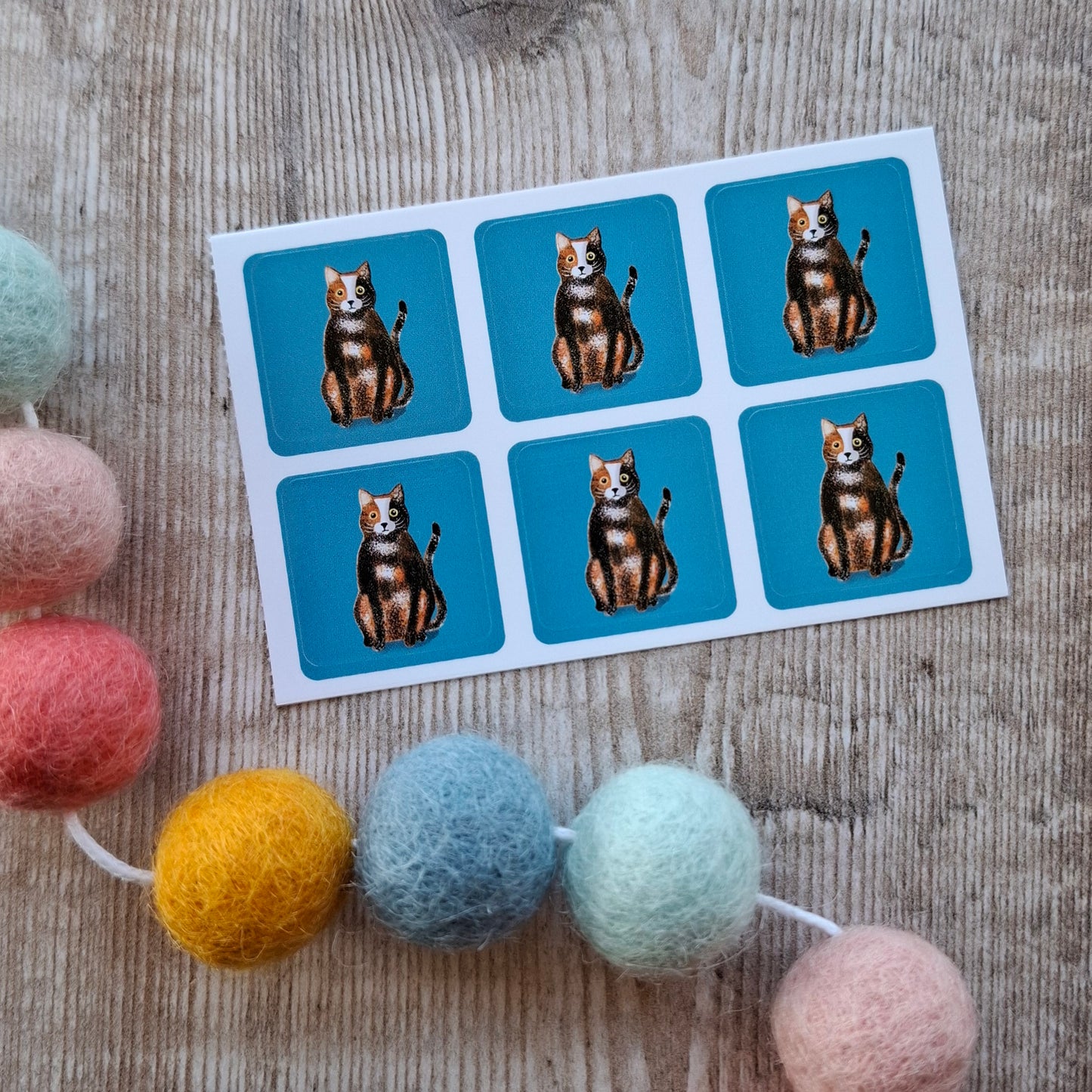 Calico Cat Envelope Stickers - Set of 6