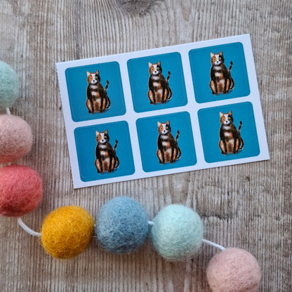 Calico Cat Envelope Stickers - Set of 6