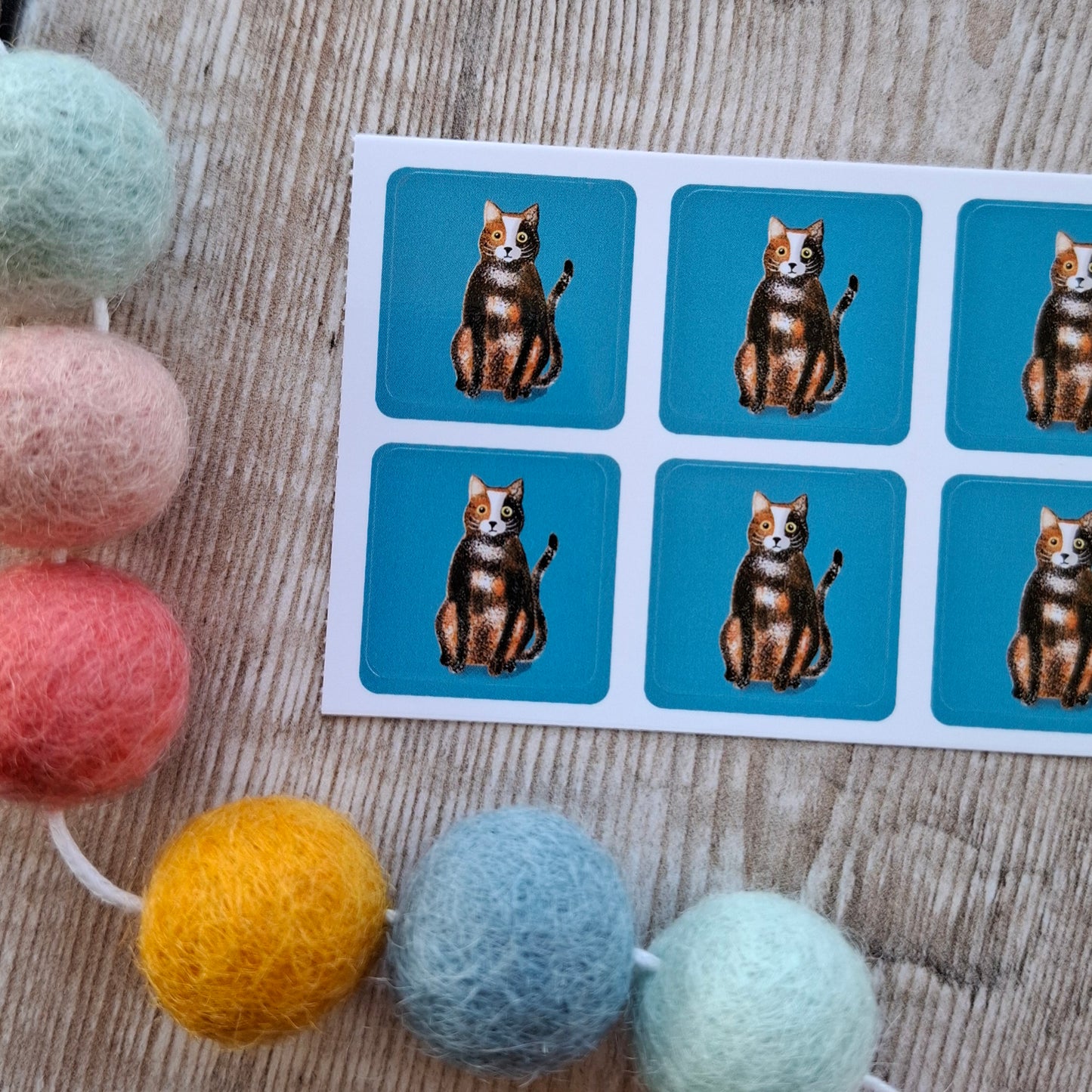 Calico Cat Envelope Stickers - Set of 6