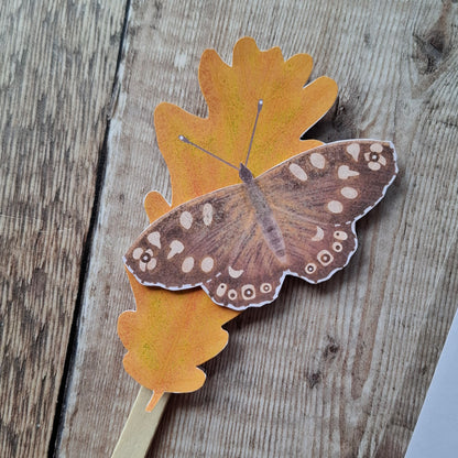 Speckled Wood Butterfly Stick Puppet Kit