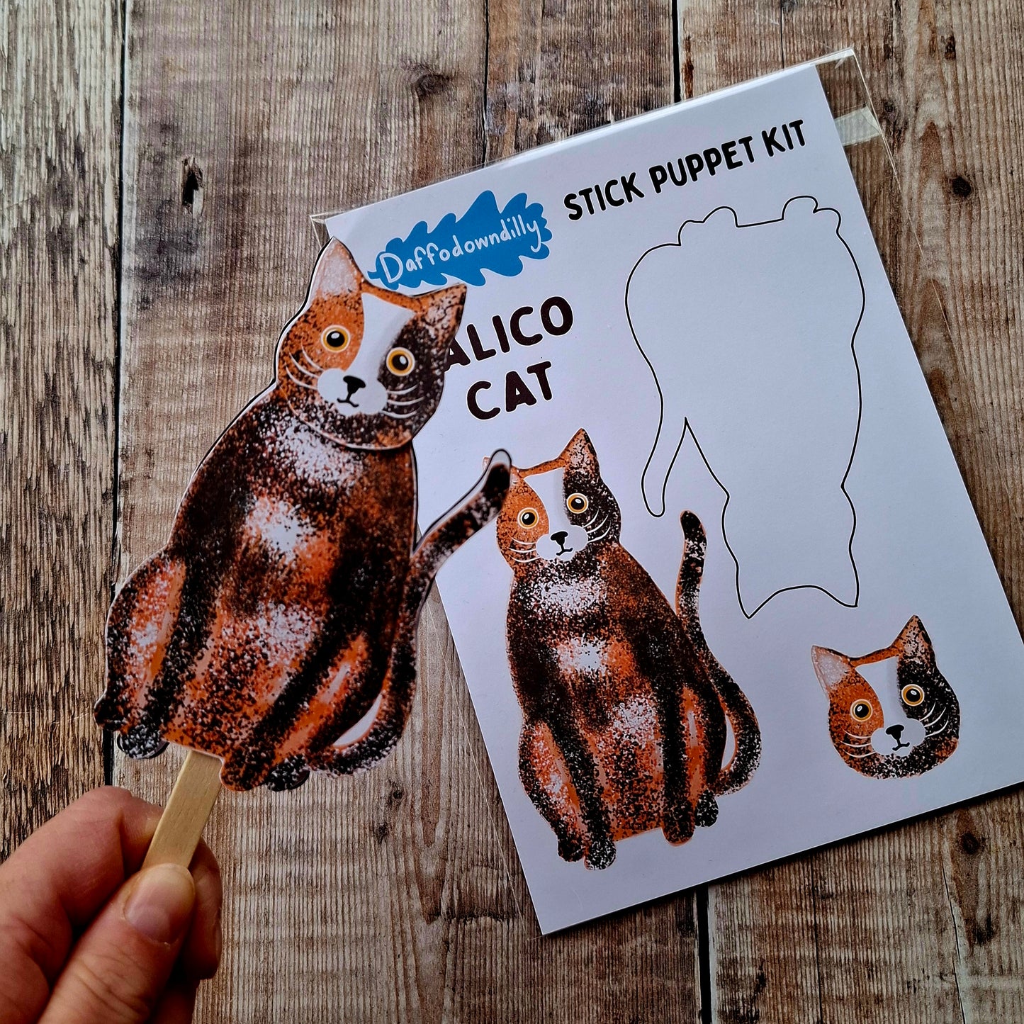 Calico Cat Stick Puppet Kit