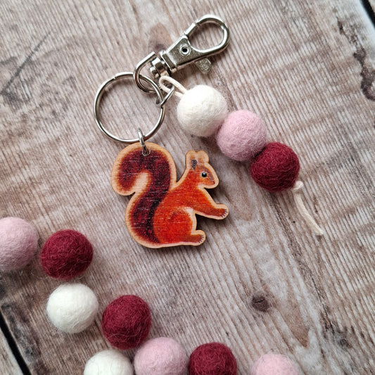 Red Squirrel Bag Charm Keyring