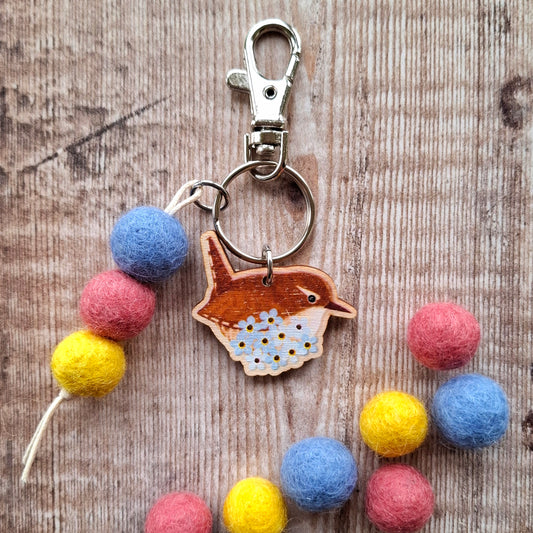 Wren Bag Charm Keyring