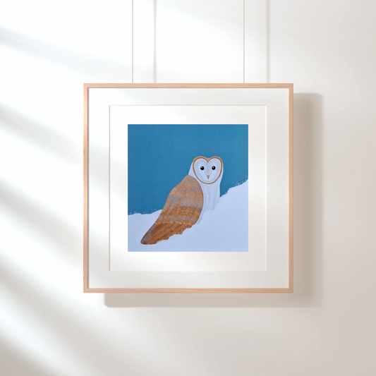 Barn Owl in the Snow Square Print
