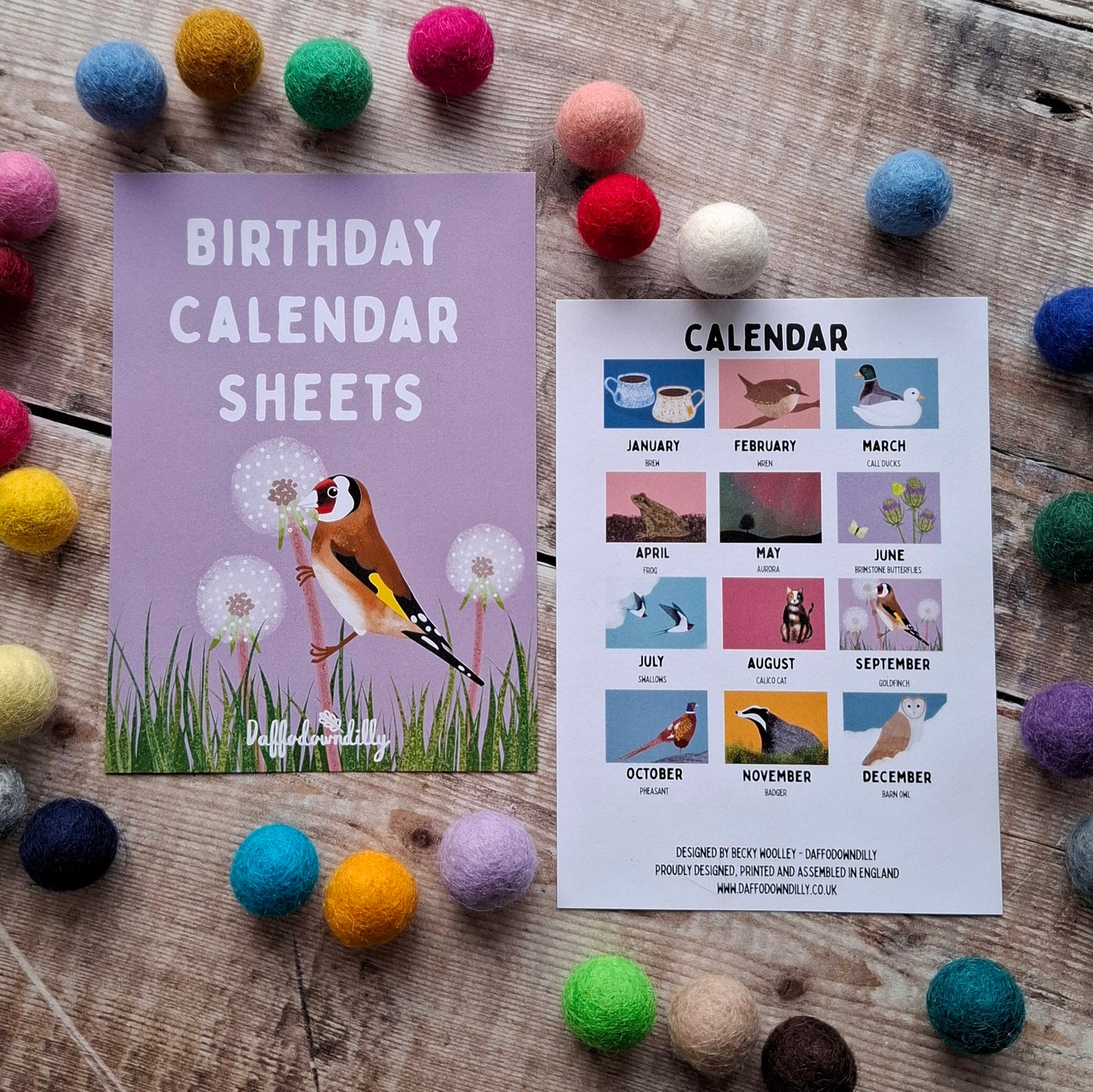 Birthday Calendar Sheets (new for 2025)