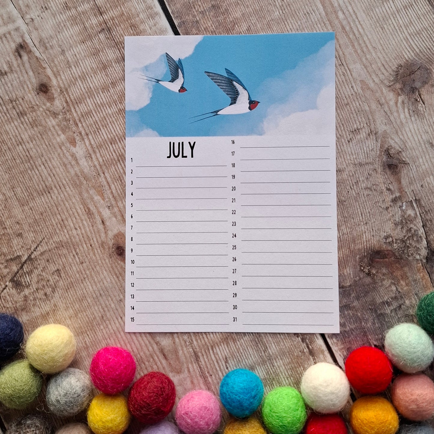 Birthday Calendar Sheets (new for 2025)