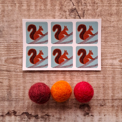 Red Squirrel Envelope Stickers - Set of 6