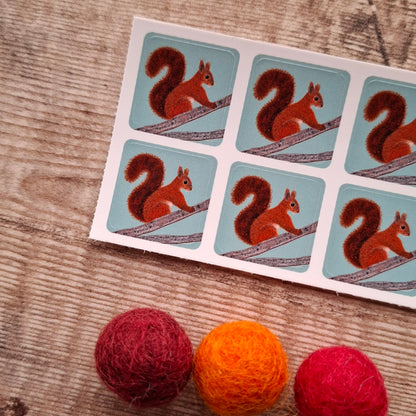 Red Squirrel Envelope Stickers - Set of 6