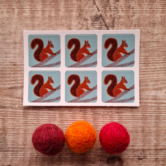 Red Squirrel Envelope Stickers - Set of 6