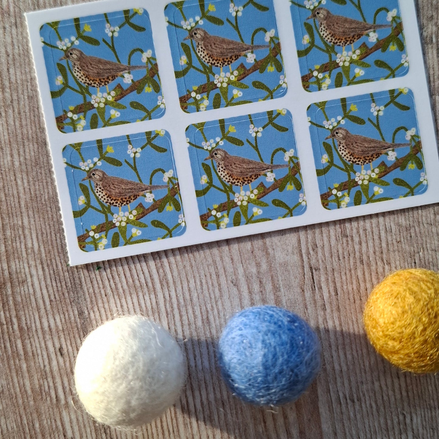 Mistle Thrush Envelope Stickers - Set of 6