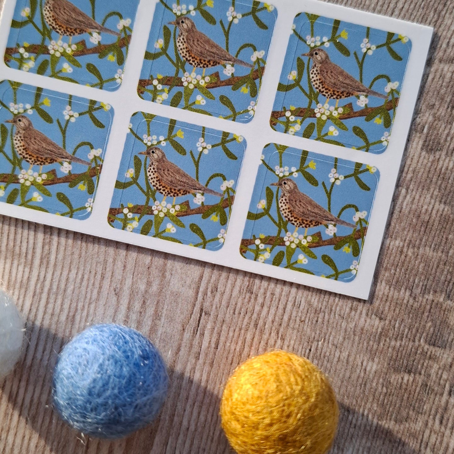 Mistle Thrush Envelope Stickers - Set of 6
