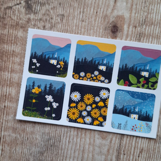 Cottage Seasons Envelope Stickers - Set of 6