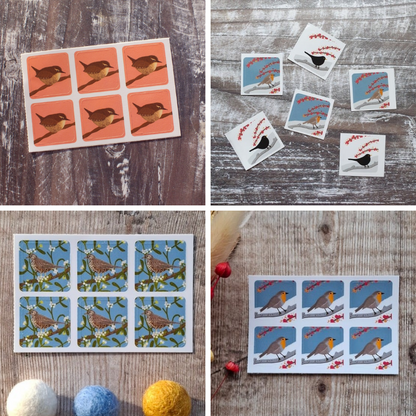 Birds Set 4 Envelope Sticker Collection - 24 stickers