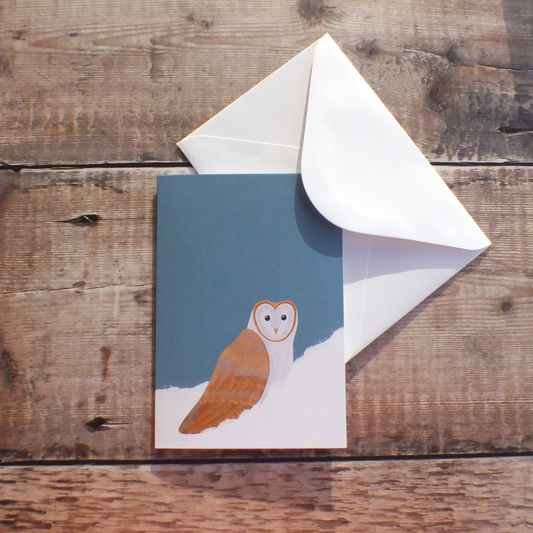 Barn Owl in the snow Christmas Card