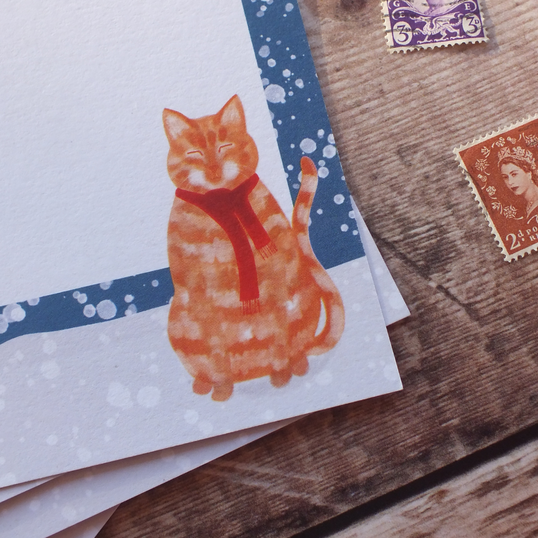 Ginger Cat in the Snow Mini Notes Writing Set