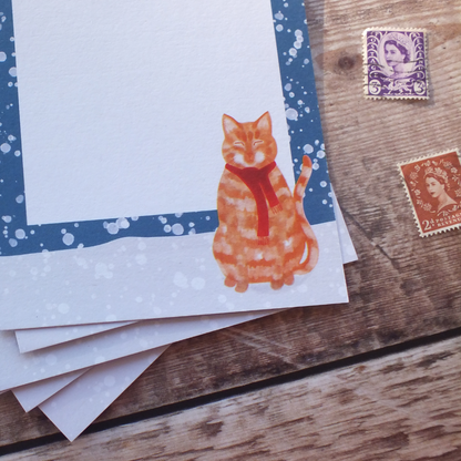 Ginger Cat in the Snow Mini Notes Writing Set