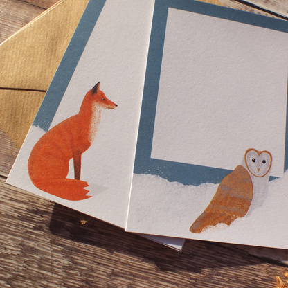 Fox and Owl in the Snow Mini Notes Writing Set