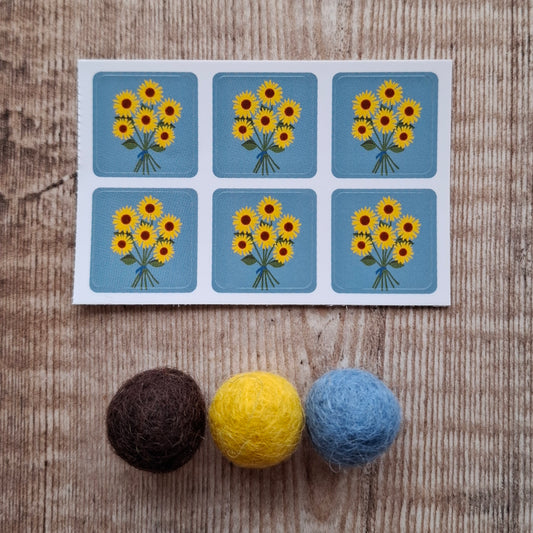 Sunflowers Envelope Stickers - Set of 6