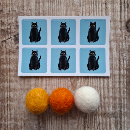 Black Cat Envelope Stickers - Set of 6