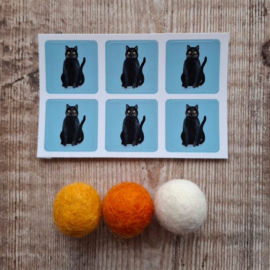 Black Cat Envelope Stickers - Set of 6