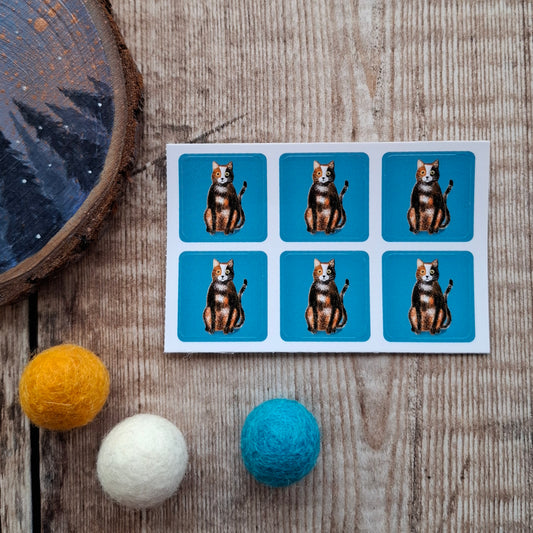 Calico Cat Envelope Stickers - Set of 6