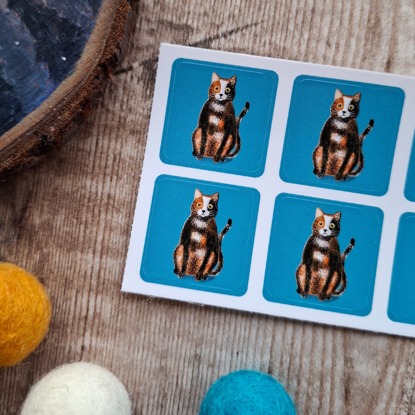 Calico Cat Envelope Stickers - Set of 6