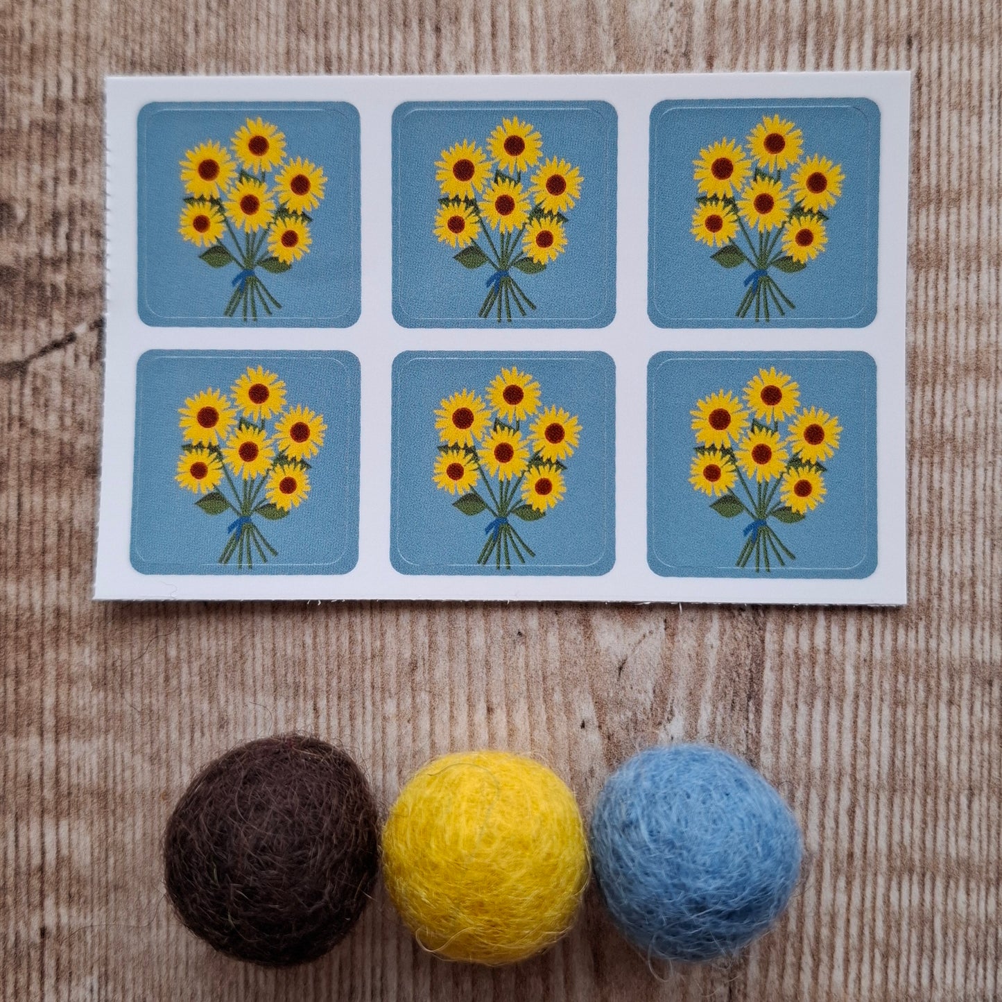 Sunflowers Envelope Stickers - Set of 6