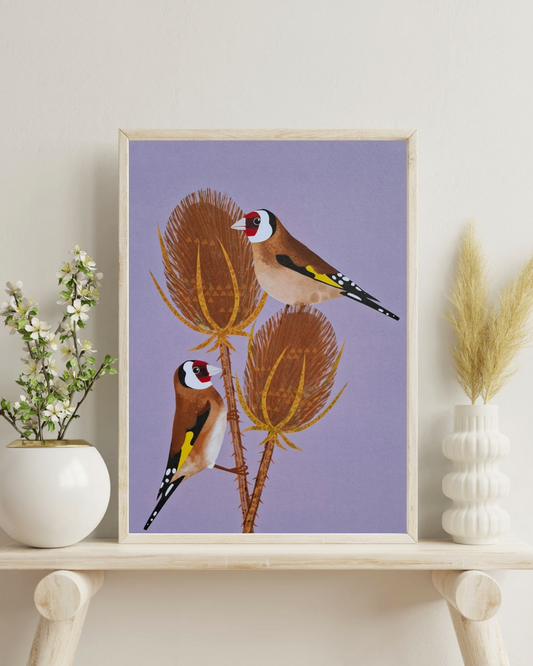 Goldfinches and Teasel A5 Art Print