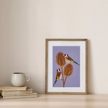 Goldfinches and Teasel A5 Art Print