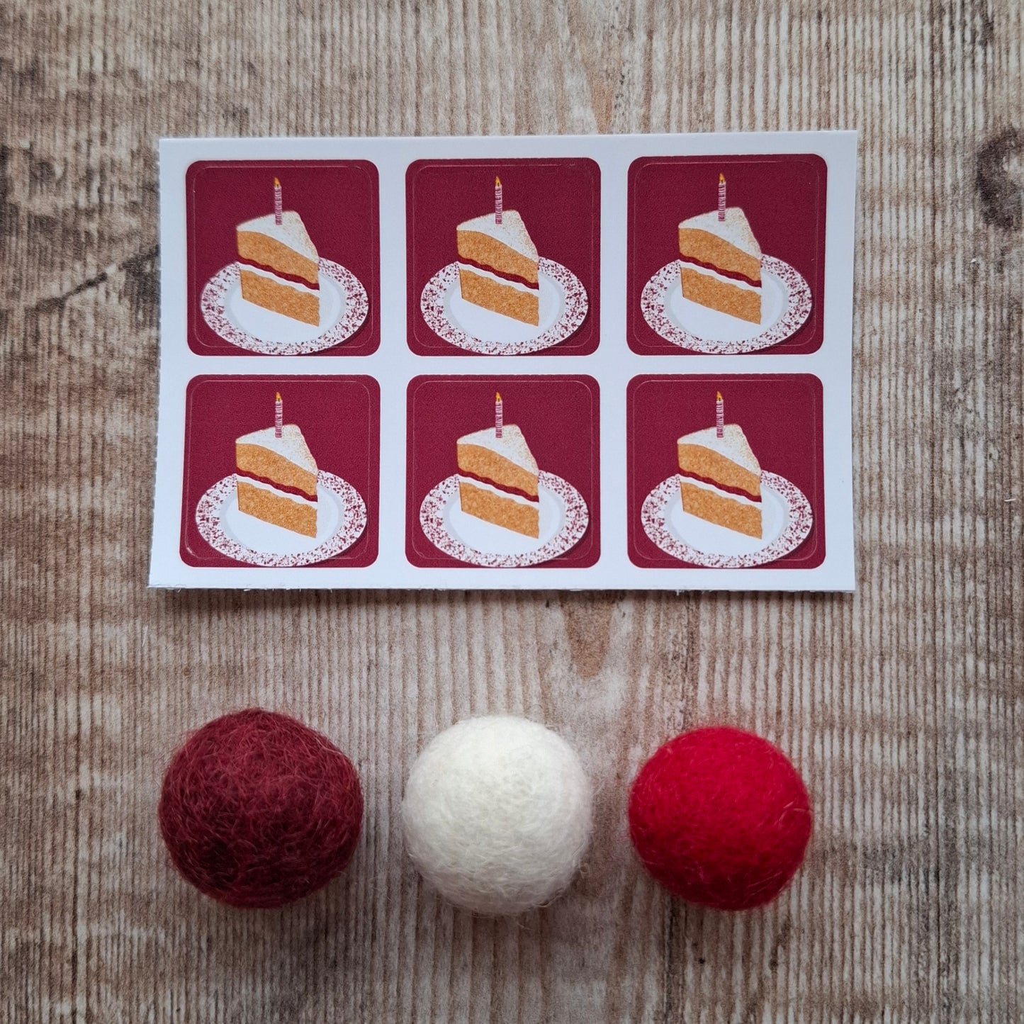 Birthday Cake Envelope Stickers - Set of 6