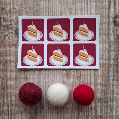 Birthday Cake Envelope Stickers - Set of 6