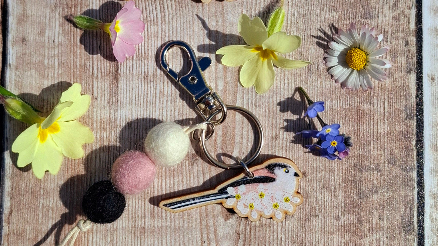 Long Tailed Tit Bag Charm Keyring
