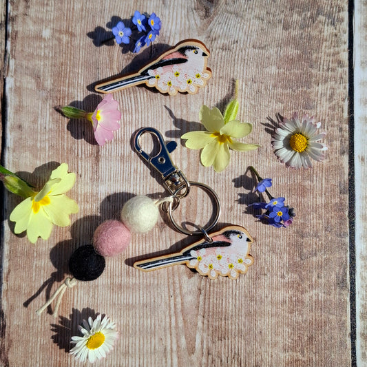 Long Tailed Tit Bag Charm Keyring