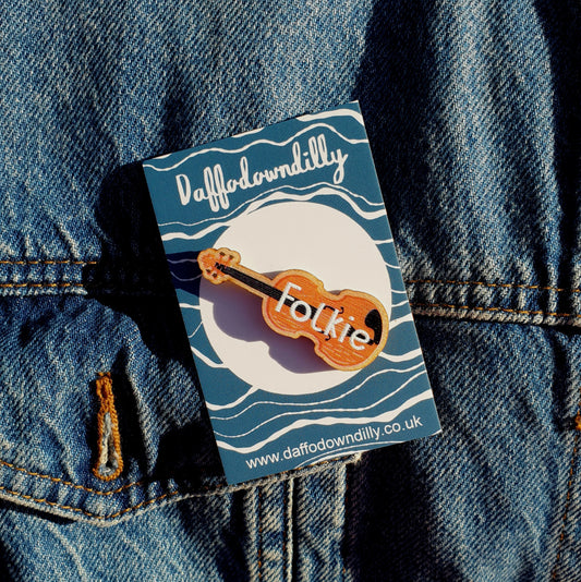 Folkie Wooden Pin Brooch