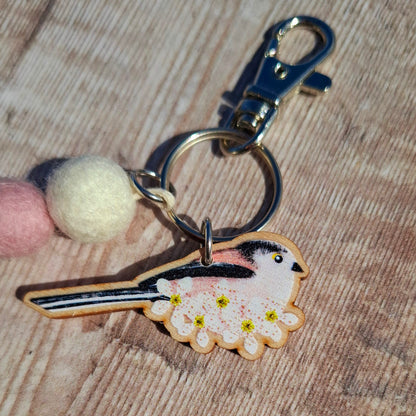 Long Tailed Tit Bag Charm Keyring