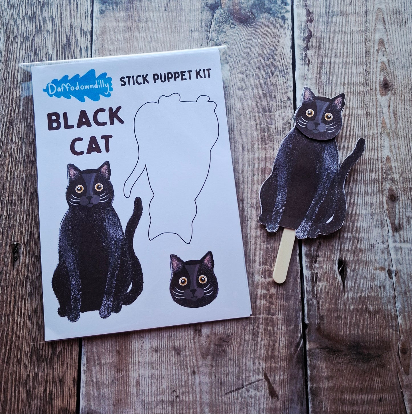 Black Cat Stick Puppet Kit