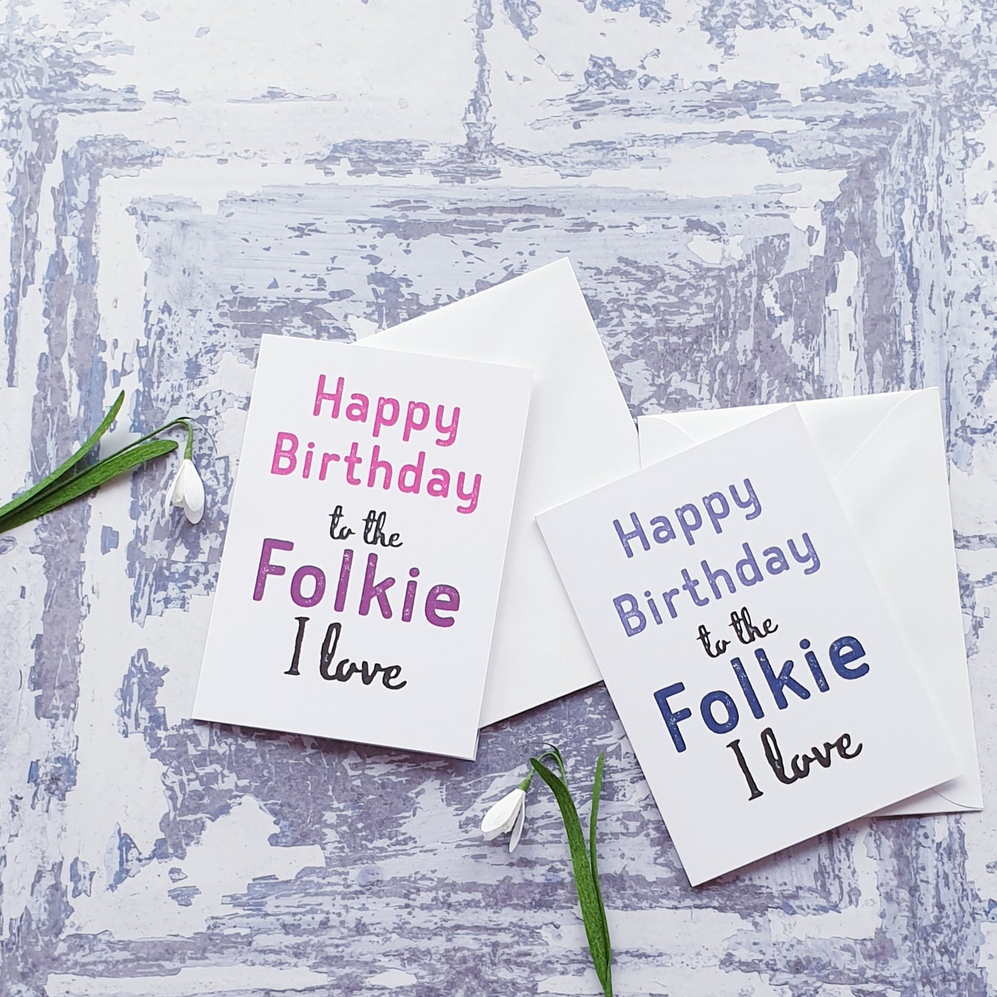 Happy Birthday to the Folkie I Love (pinks and purples) Greeting Card