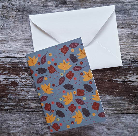 Leaf Love - Blue Greeting Card