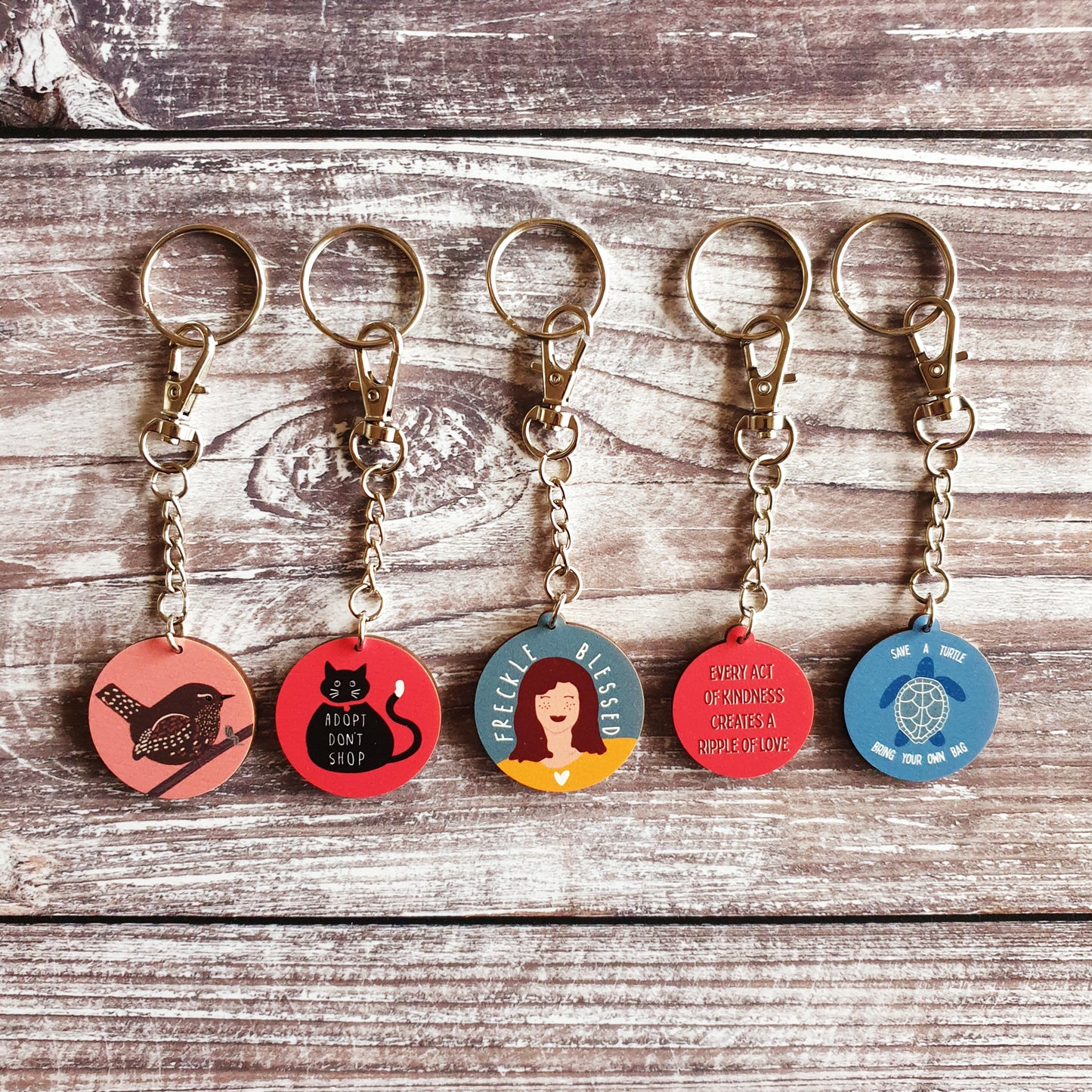 Adopt Don't Shop Wooden Keyring
