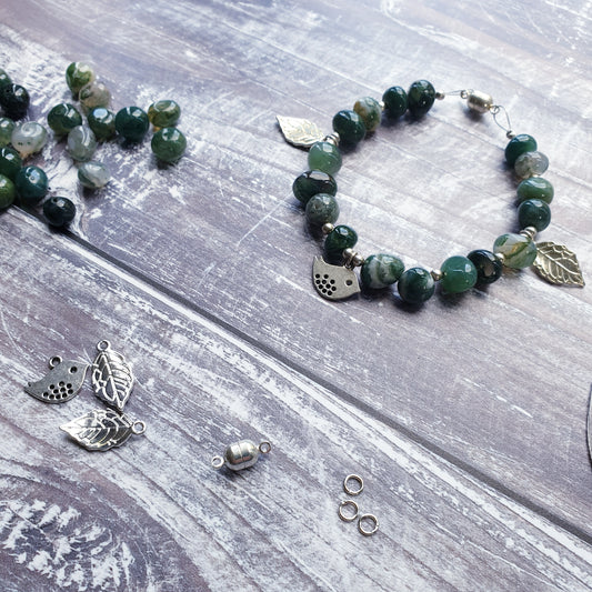 Moss Agate Little Bird Bracelet Kit