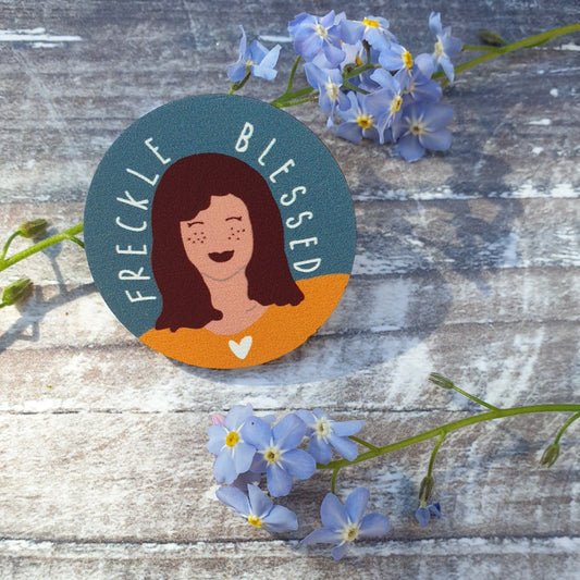 Freckle Blessed Wooden Lapel Pin