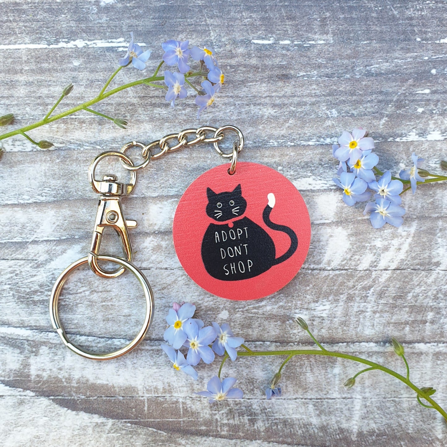 Adopt Don't Shop Wooden Keyring