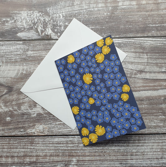 Forget-Me-Not and Dandelion Greeting Card