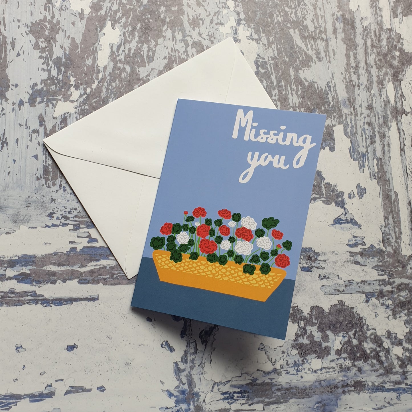 Geraniums Missing You Greeting Card