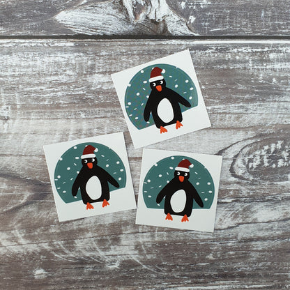 Christmas Hat Penguin 38mm Vinyl Sticker